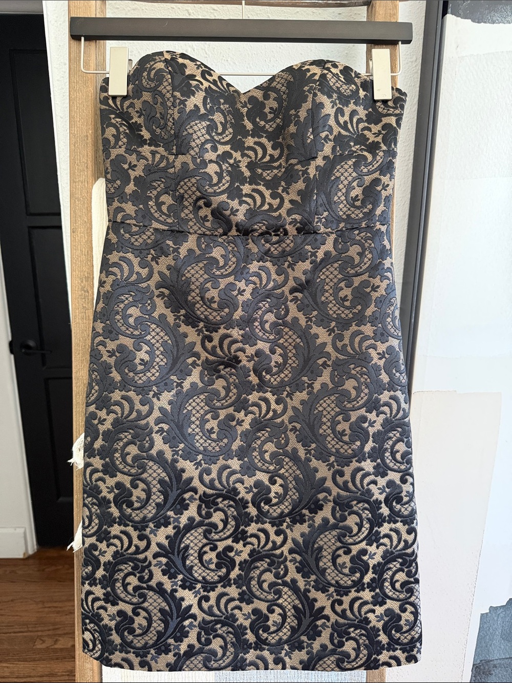 Strapless Black beautiful Dress with Nude Base
